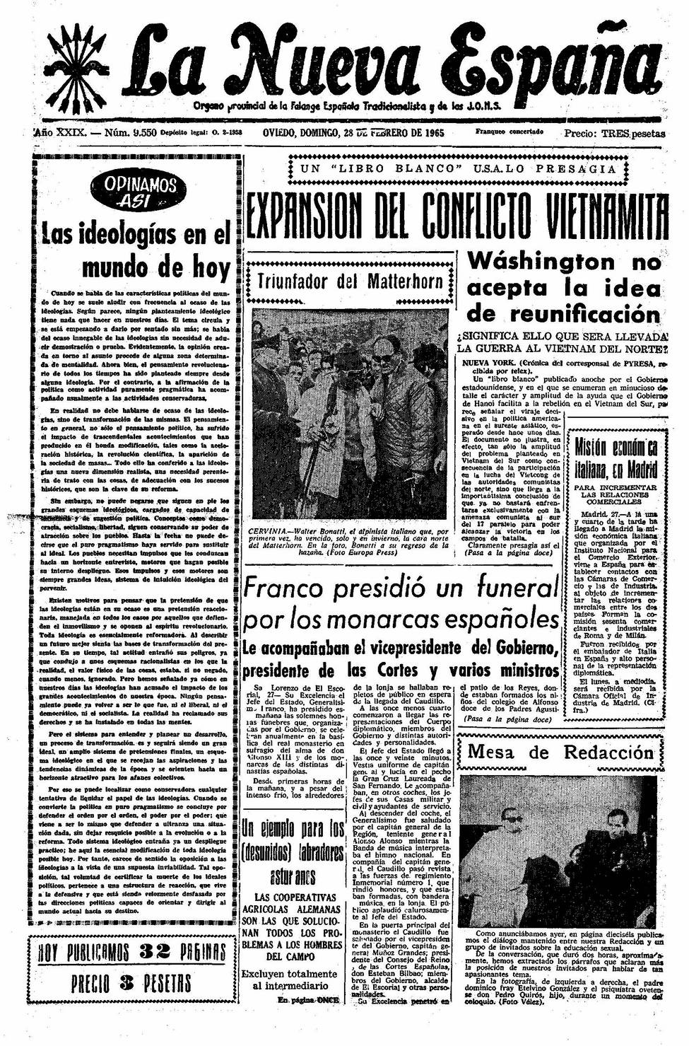 Portada del Domingo, 28 de Febrero de 1965