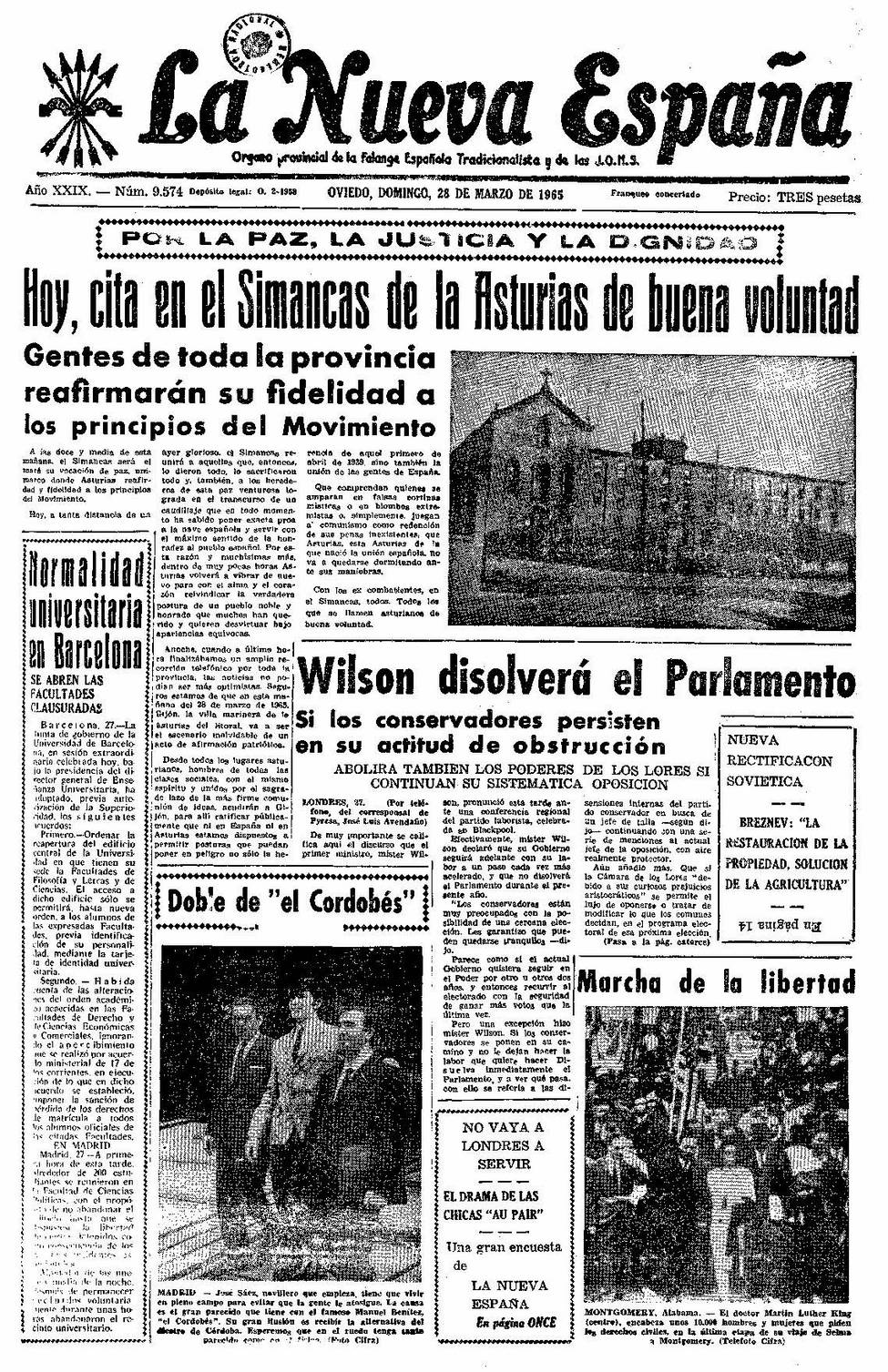 Portada del Domingo, 28 de Marzo de 1965
