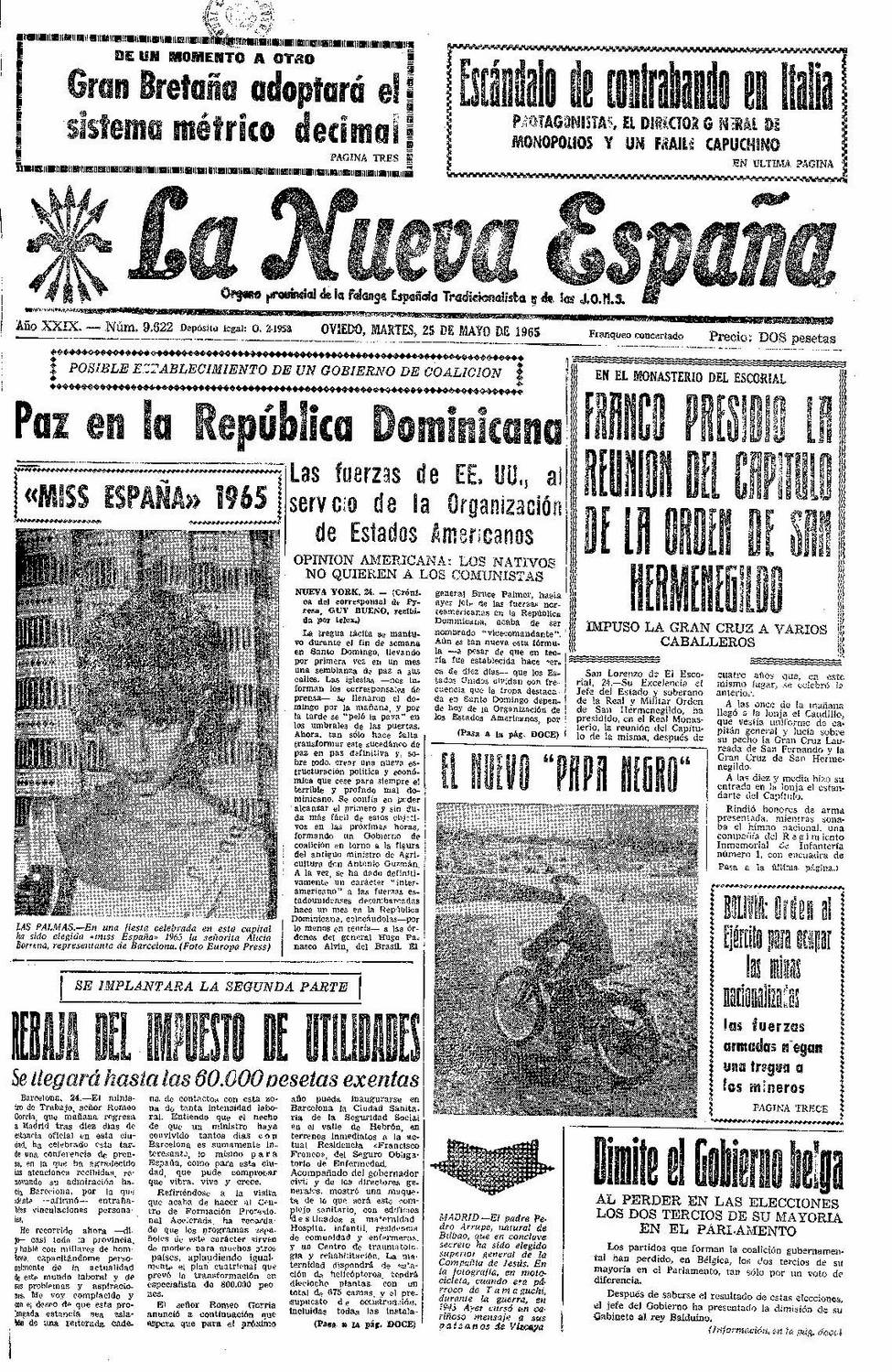 Portada del Martes, 25 de Mayo de 1965