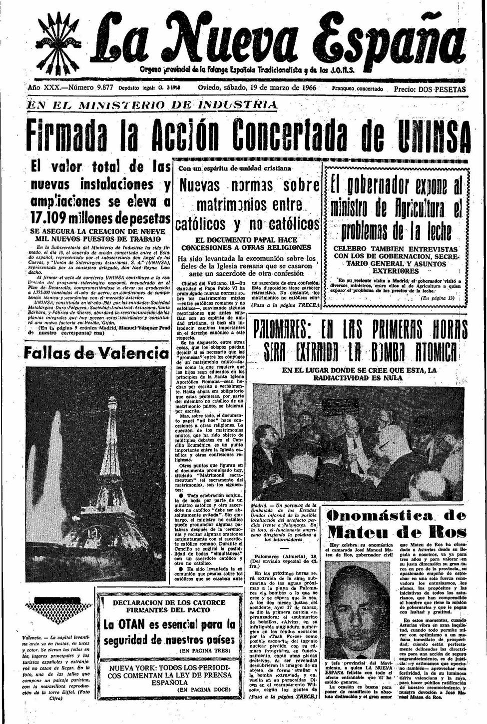 Portada del Sábado, 19 de Marzo de 1966