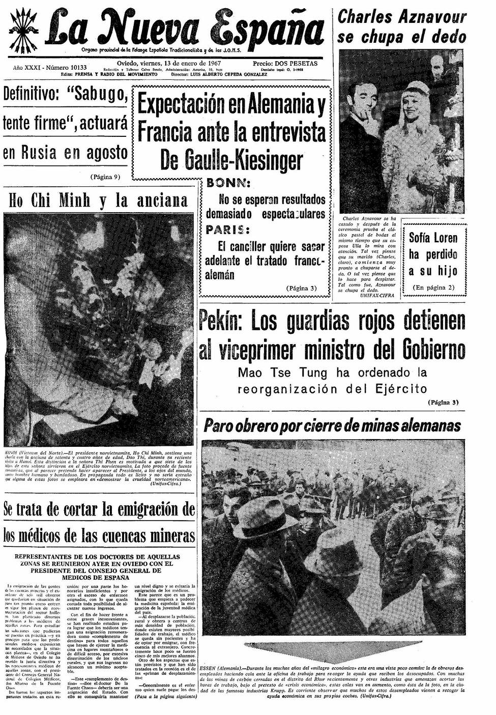 Portada del Viernes, 13 de Enero de 1967