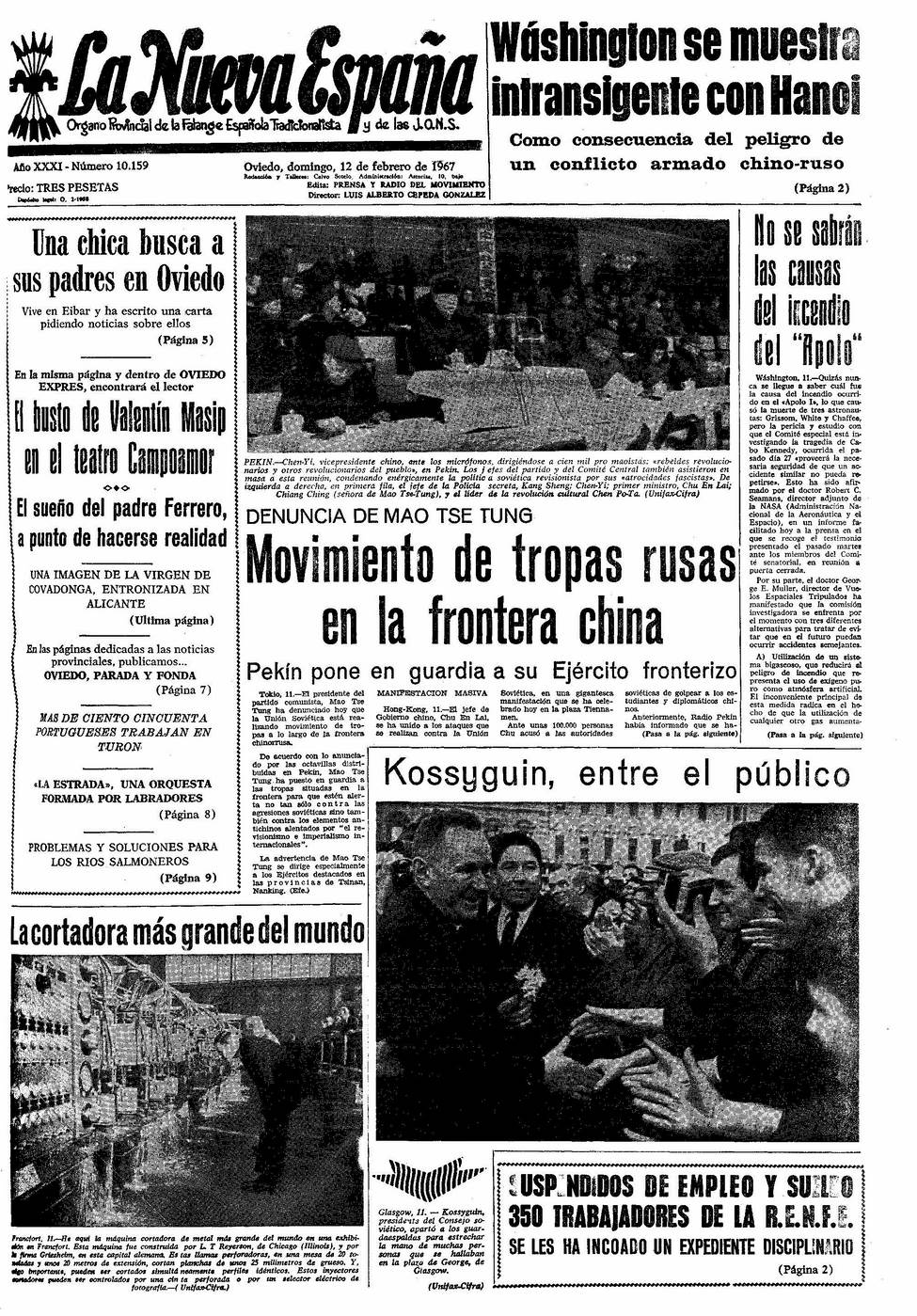Portada del Domingo, 12 de Febrero de 1967