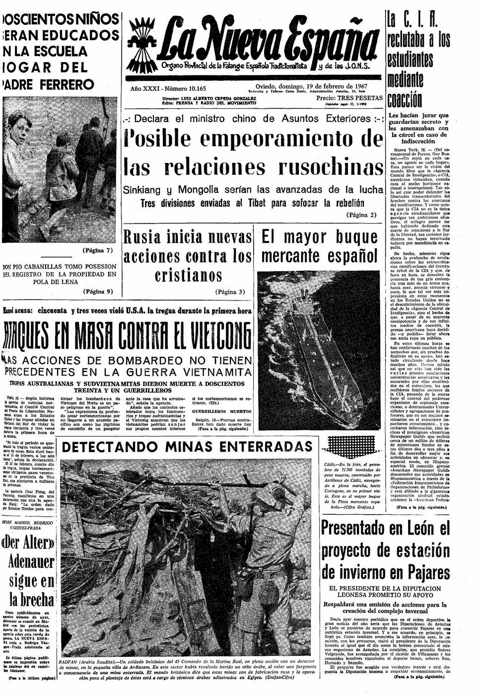 Portada del Domingo, 19 de Febrero de 1967