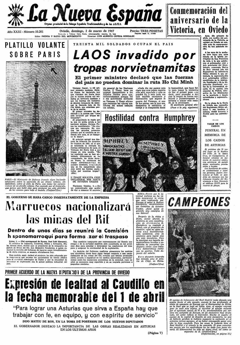 Portada del Domingo, 2 de Abril de 1967