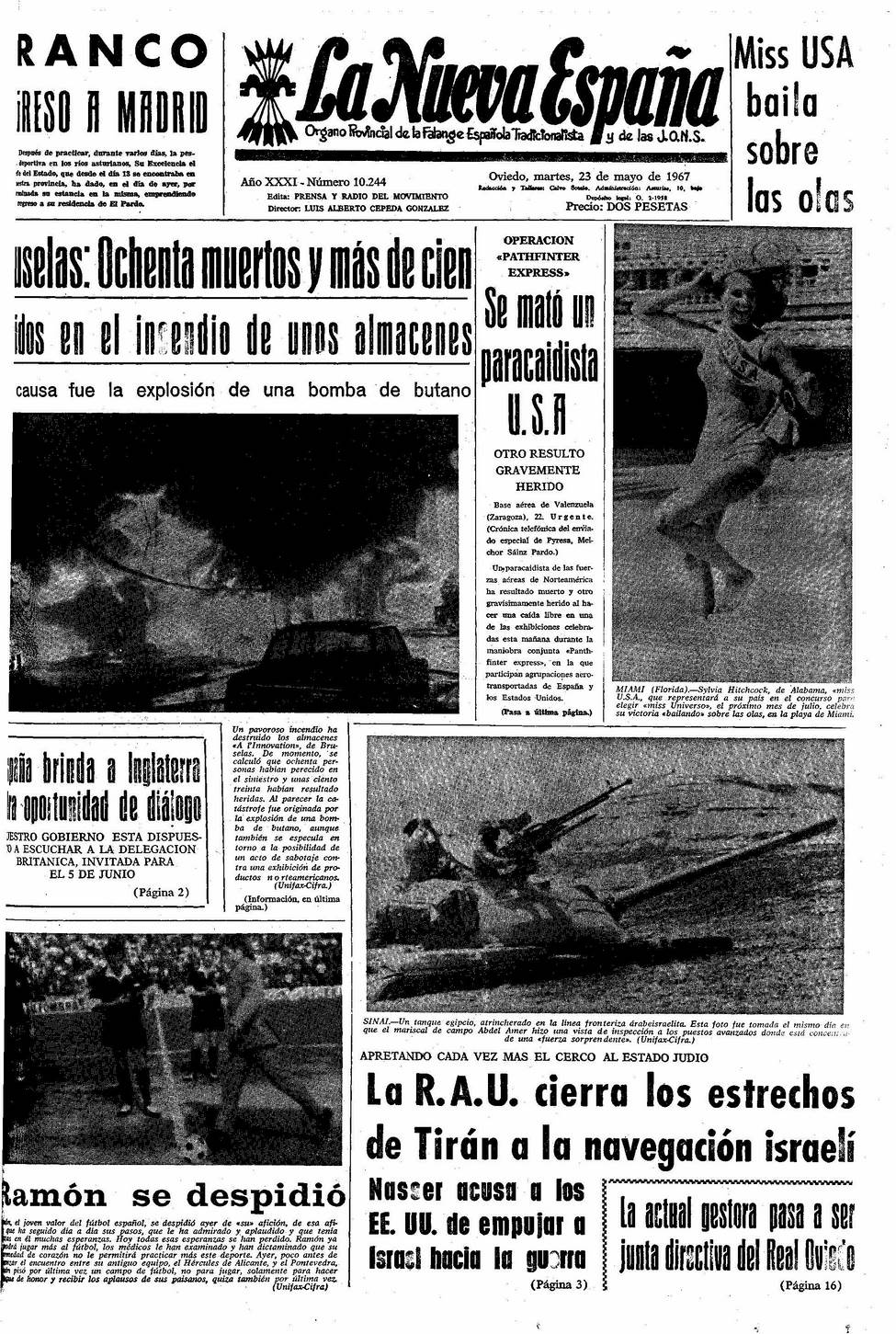 Portada del Martes, 23 de Mayo de 1967
