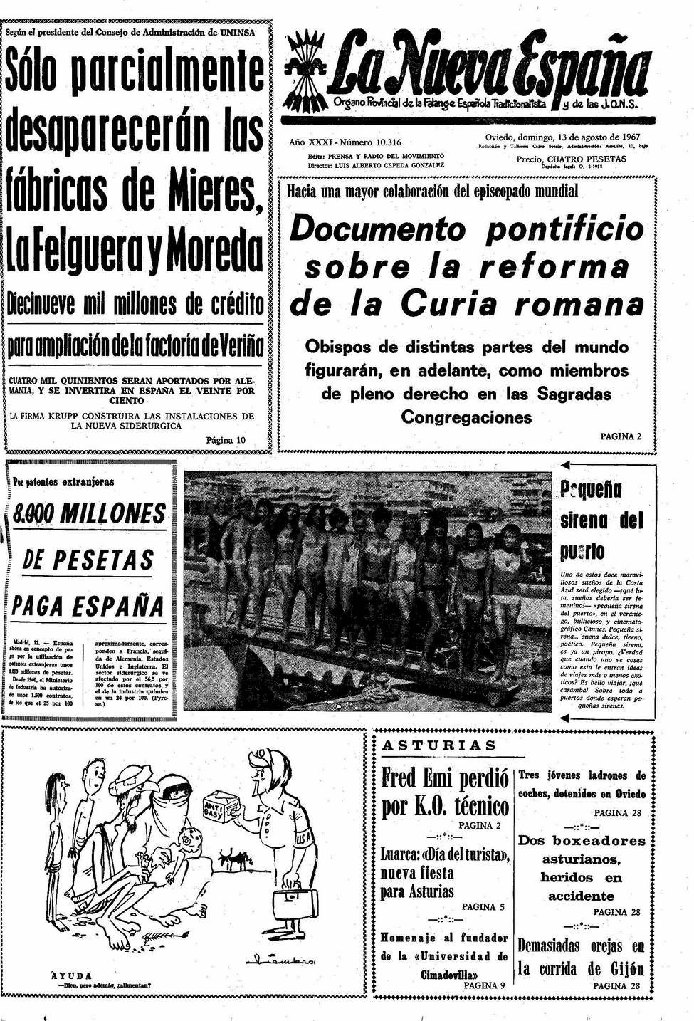 Portada del Domingo, 13 de Agosto de 1967