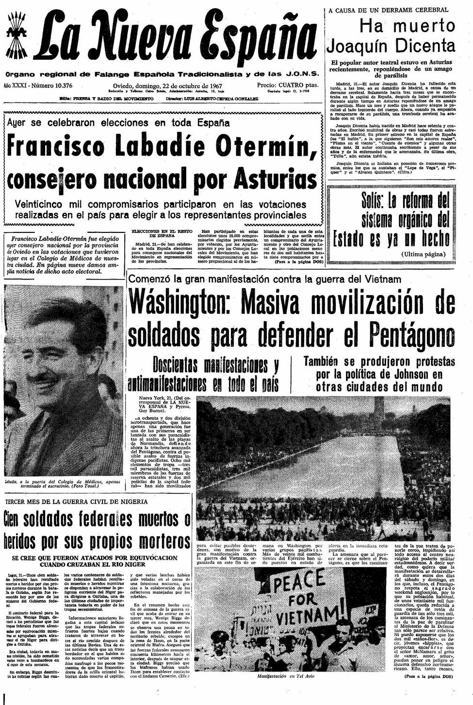Portada del Domingo, 22 de Octubre de 1967