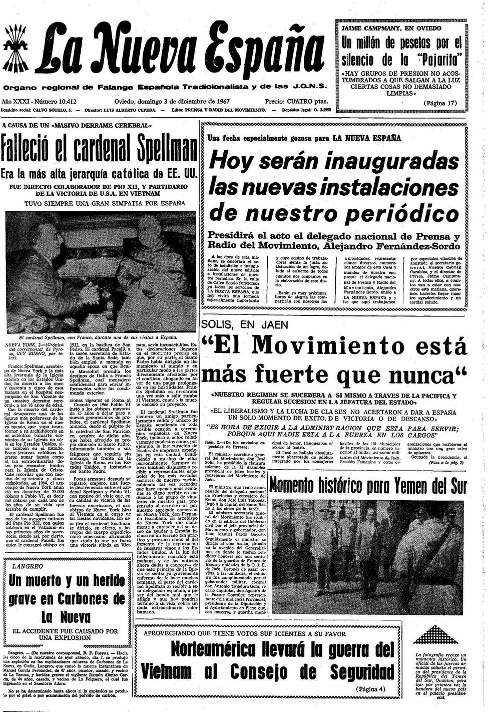 Portada del Domingo, 3 de Diciembre de 1967