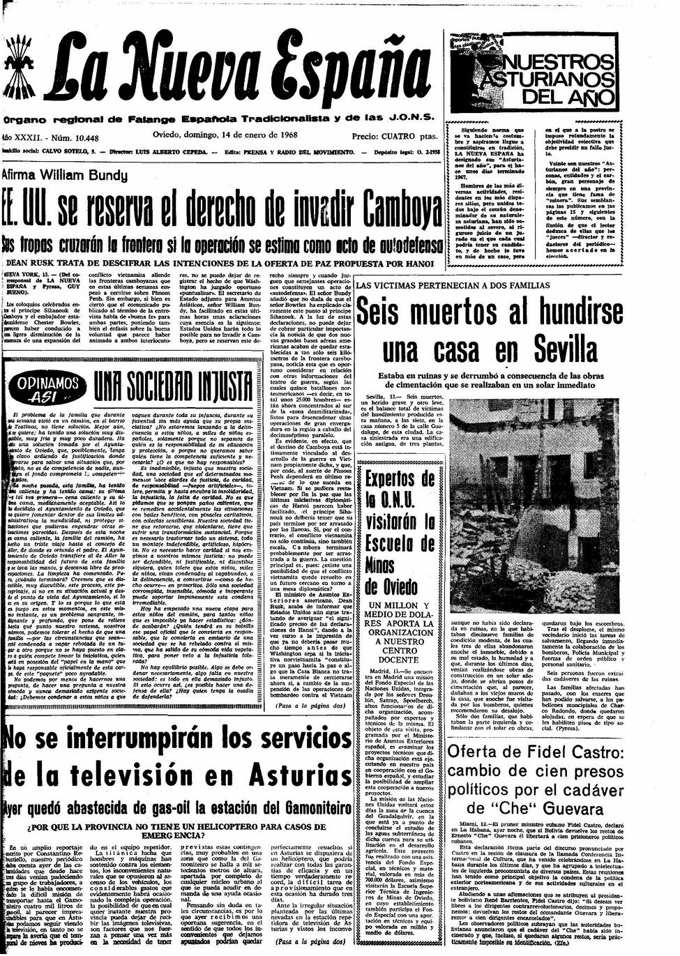 Portada del Domingo, 14 de Enero de 1968