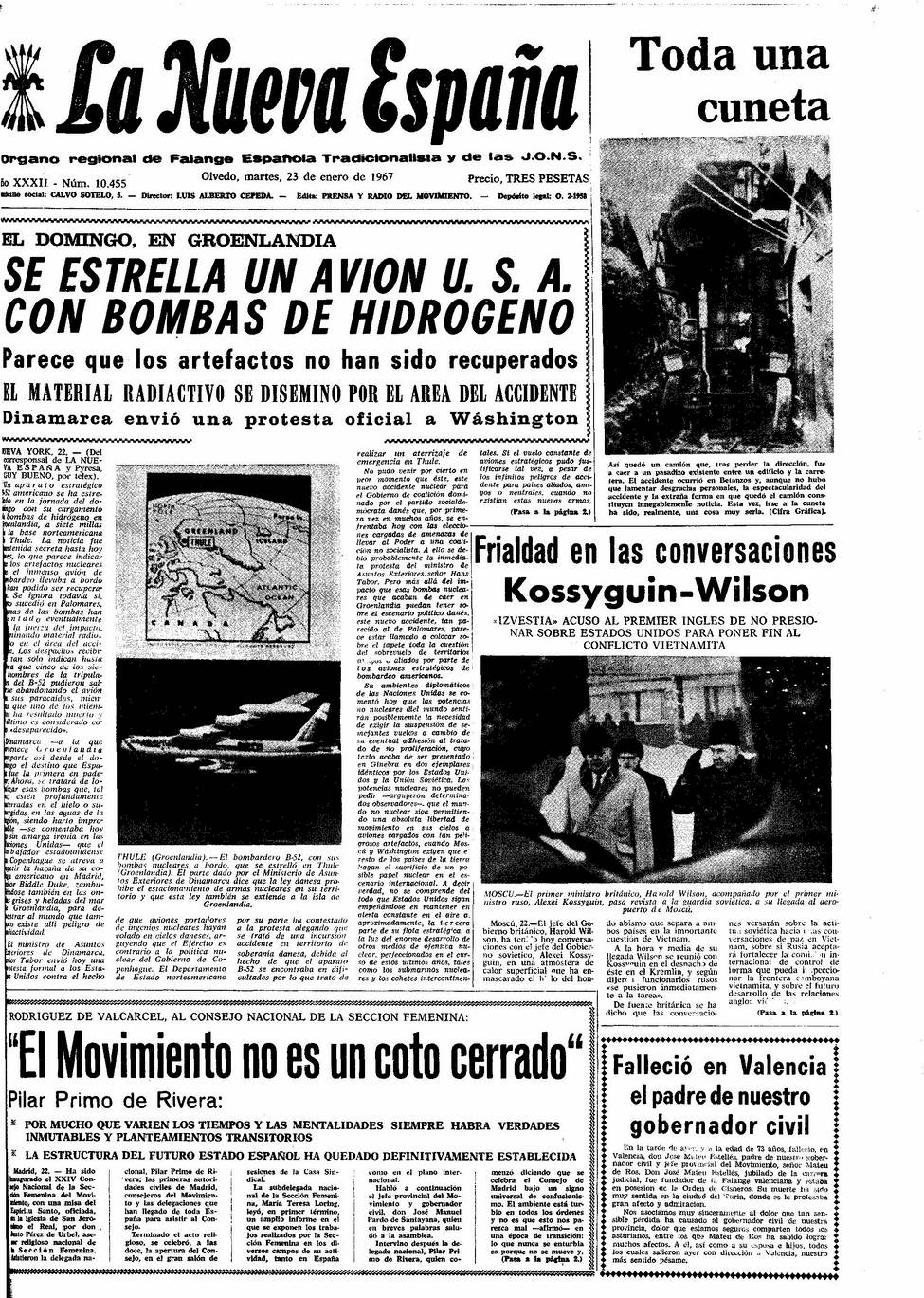 Portada del Martes, 23 de Enero de 1968