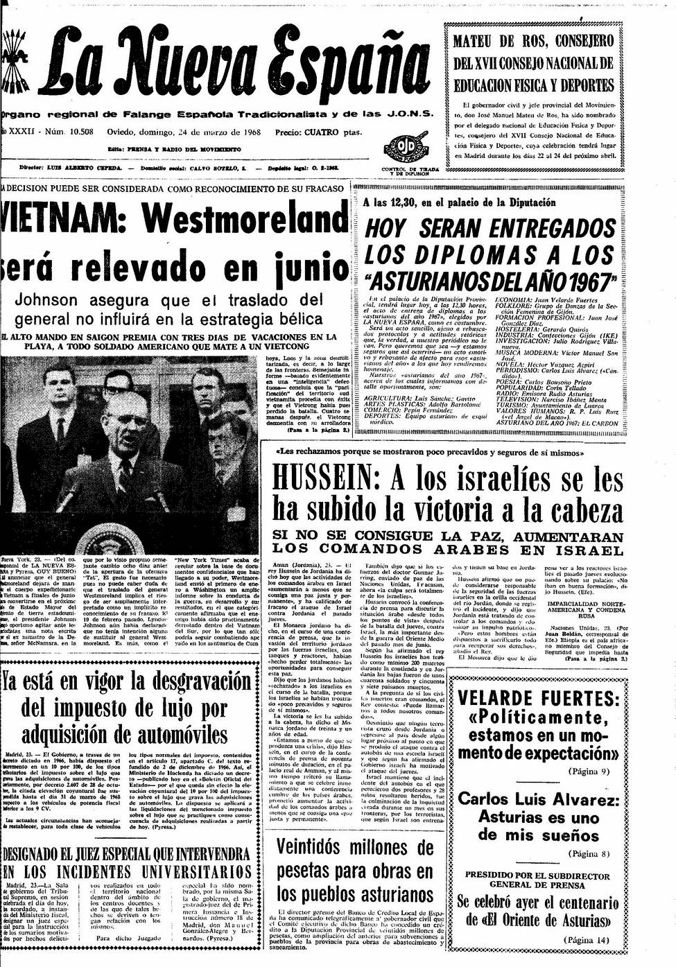 Portada del Domingo, 24 de Marzo de 1968