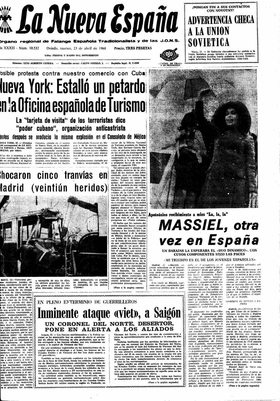 Portada del Martes, 23 de Abril de 1968
