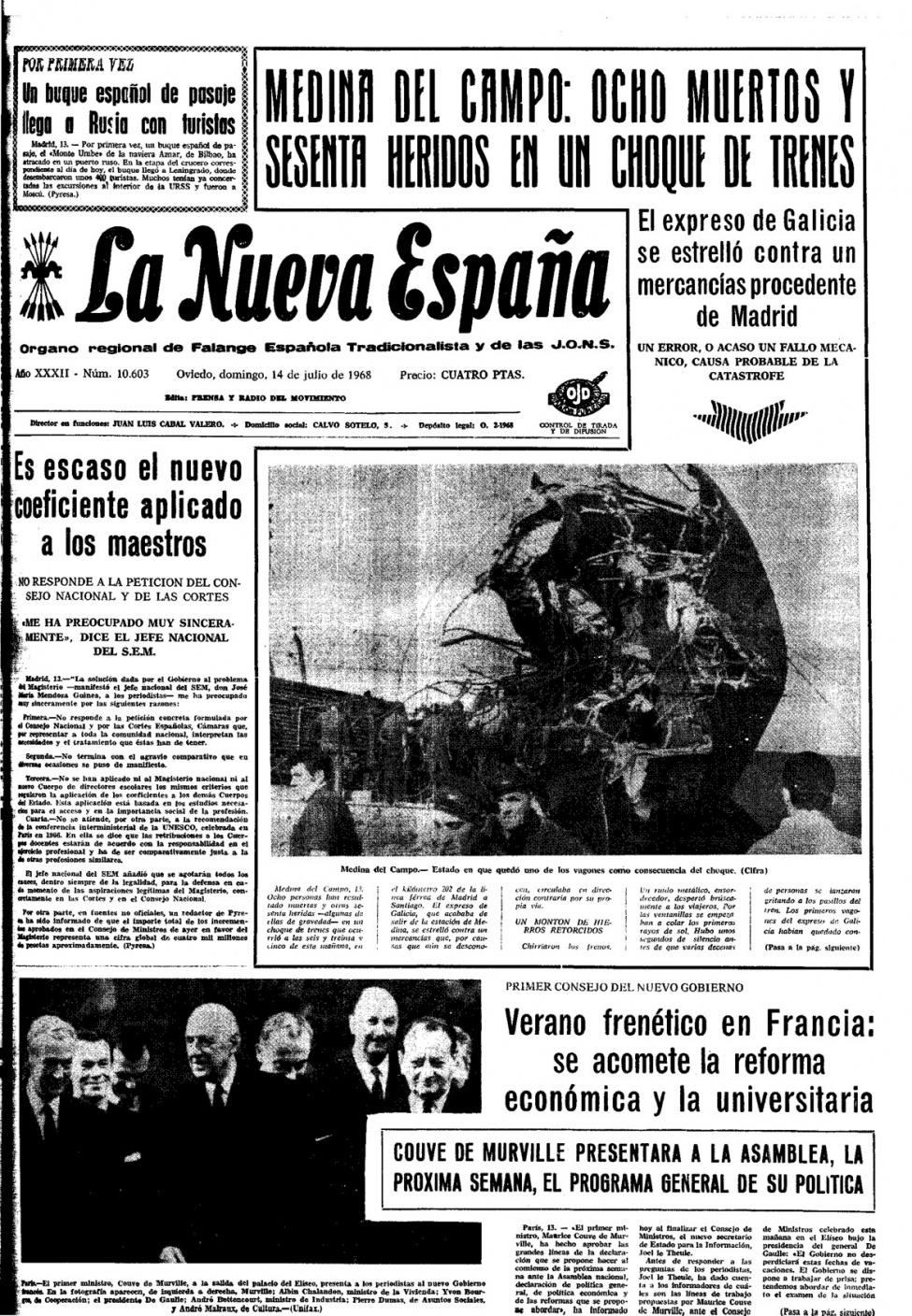 Portada del Domingo, 14 de Julio de 1968