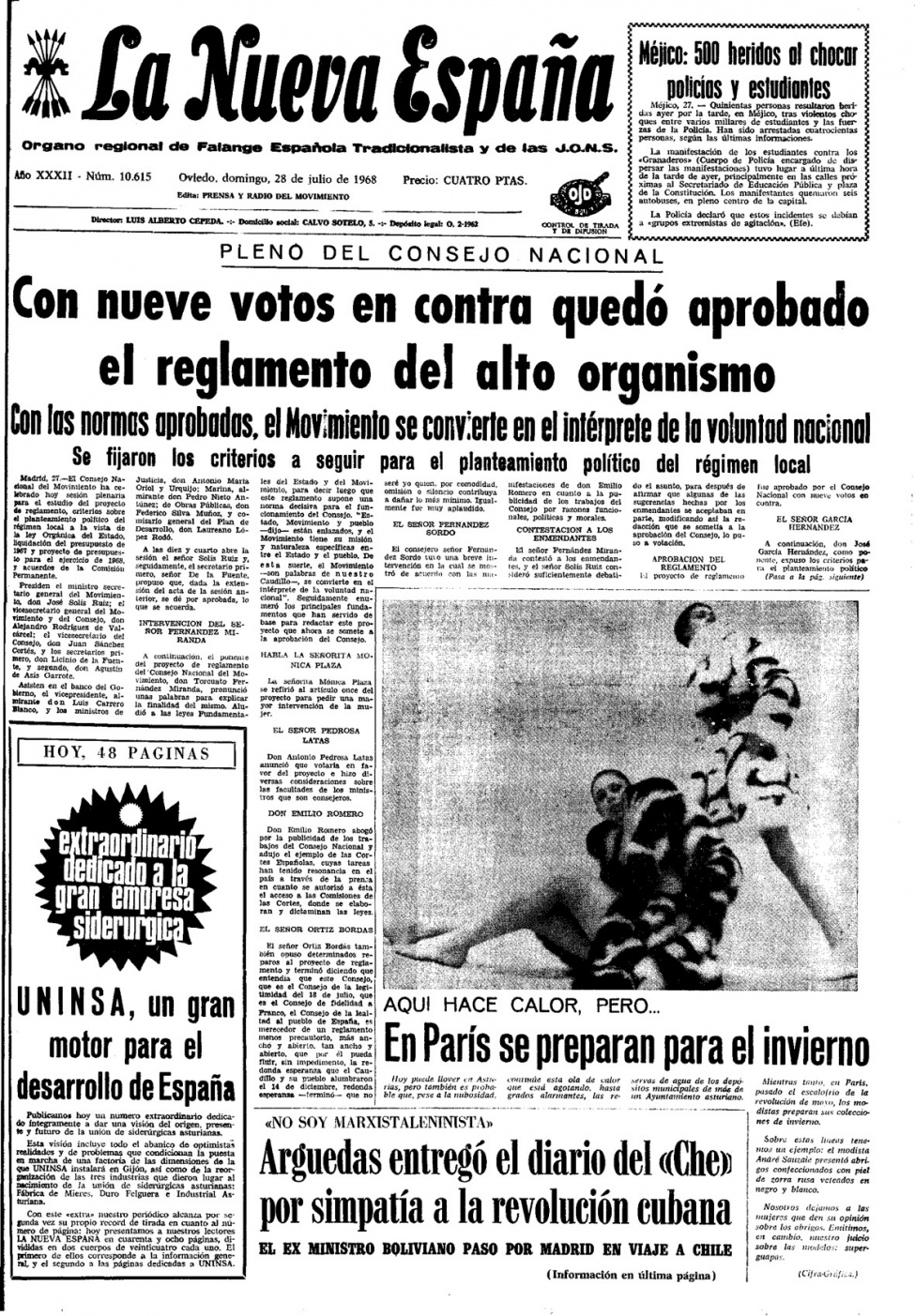 Portada del Domingo, 28 de Julio de 1968
