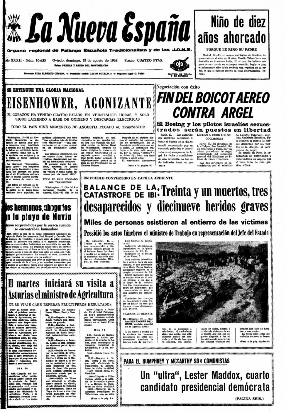 Portada del Domingo, 18 de Agosto de 1968