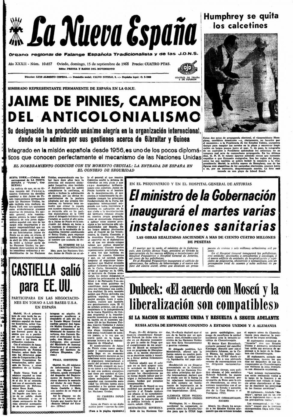 Portada del Domingo, 15 de Septiembre de 1968