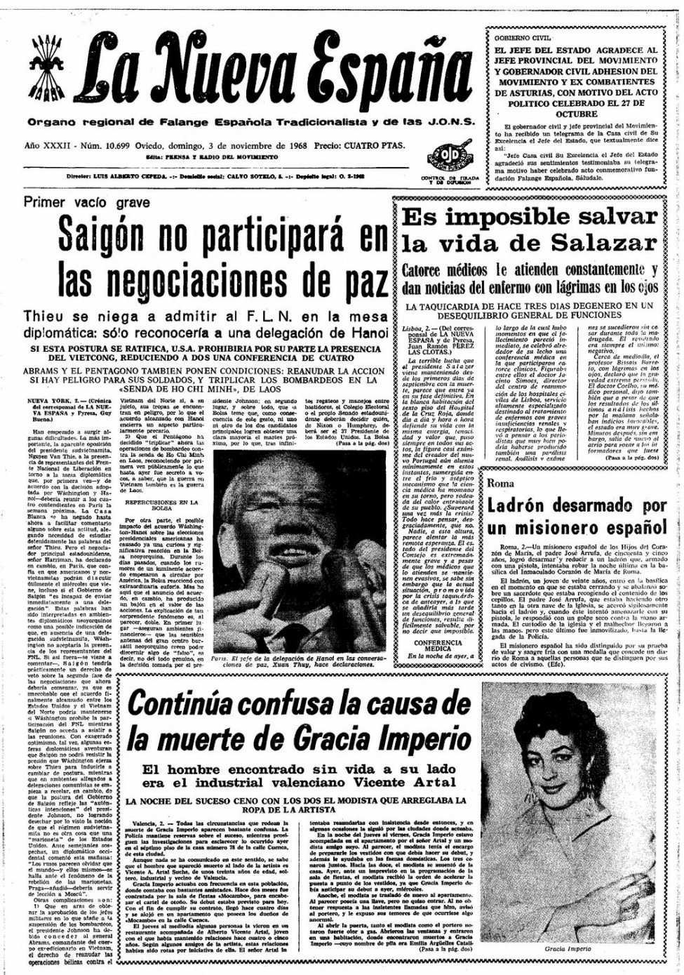 Portada del Domingo, 3 de Noviembre de 1968