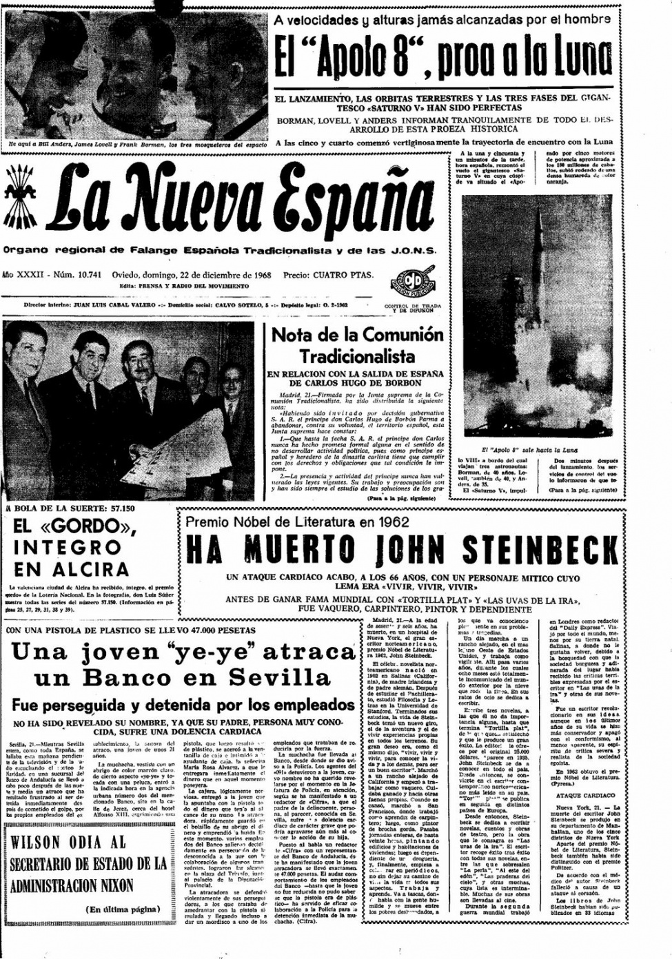Portada del Domingo, 22 de Diciembre de 1968