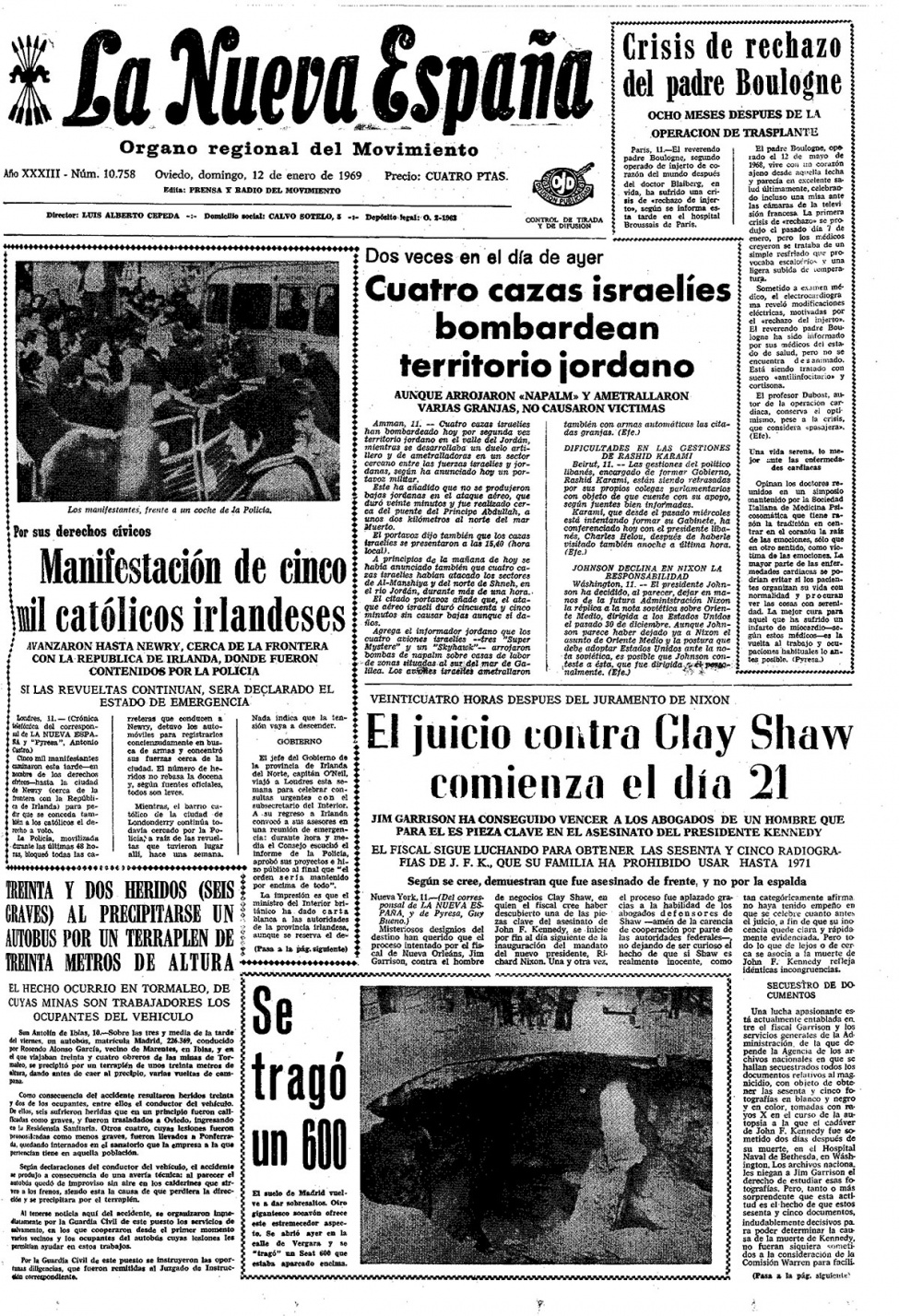 Portada del Domingo, 12 de Enero de 1969