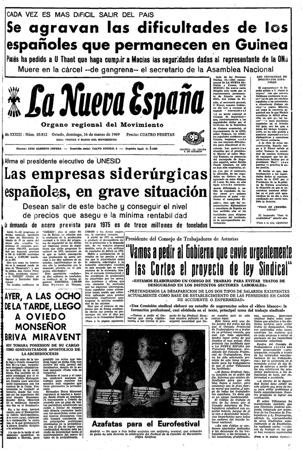 Portada del Domingo, 16 de Marzo de 1969