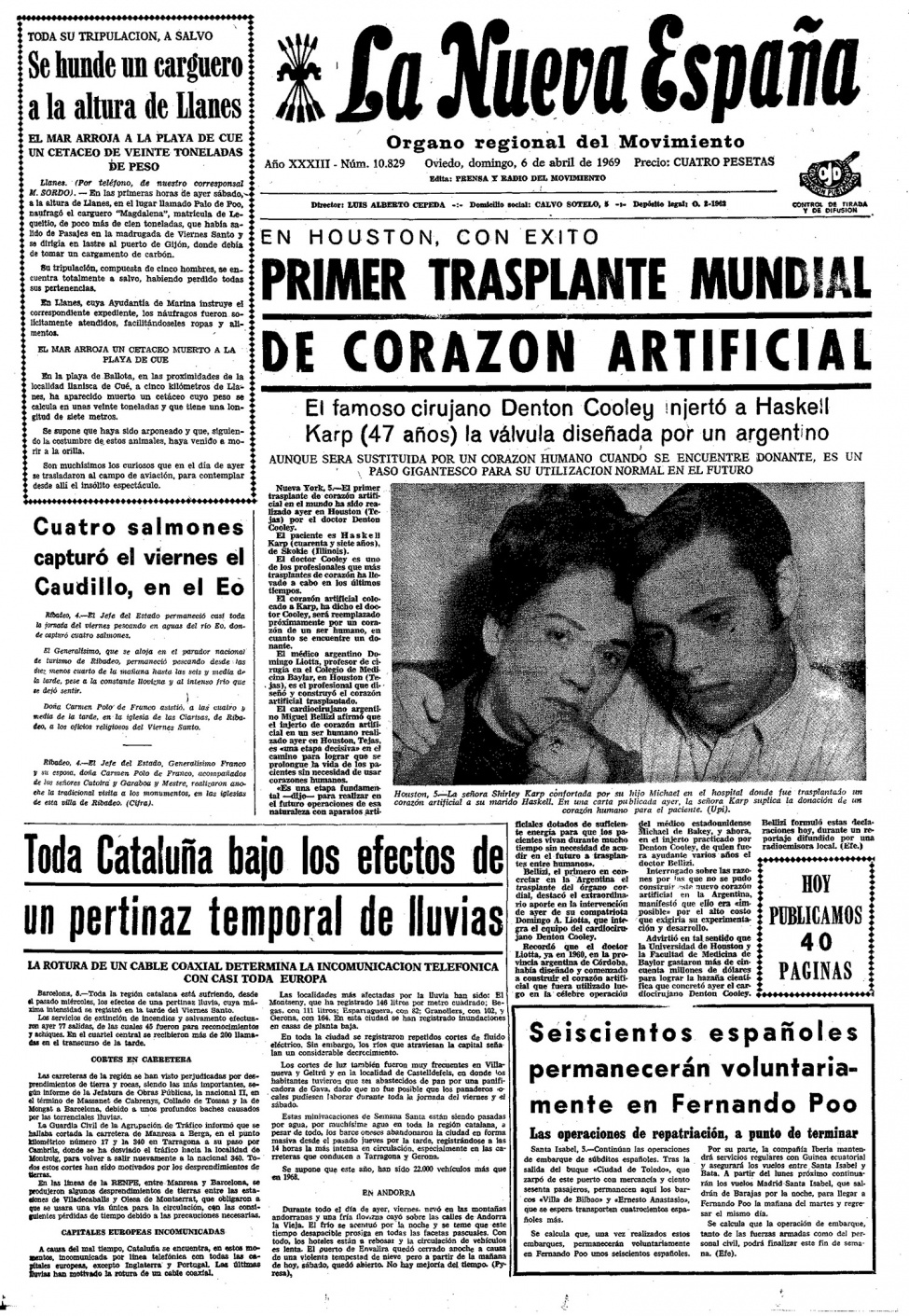 Portada del Domingo, 6 de Abril de 1969