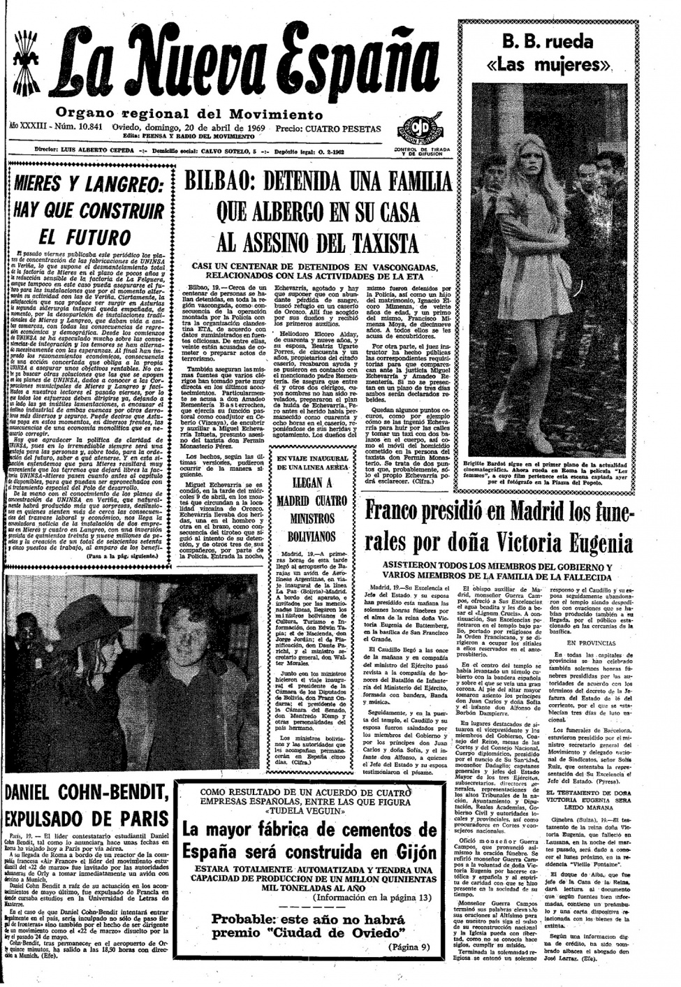 Portada del Domingo, 20 de Abril de 1969