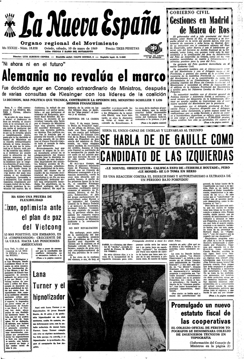 Portada del Sábado, 10 de Mayo de 1969
