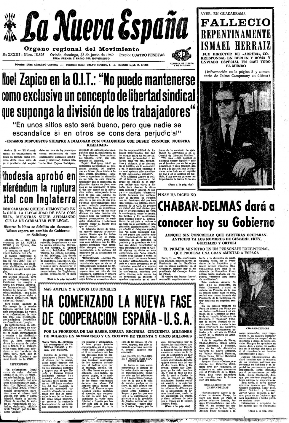 Portada del Domingo, 22 de Junio de 1969