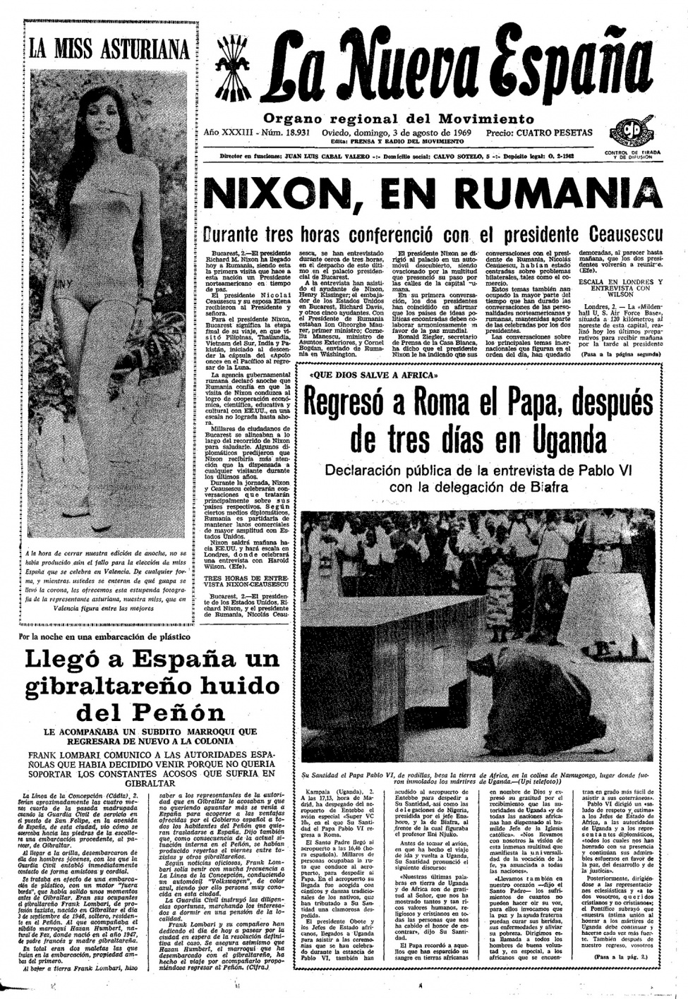 Portada del Domingo, 3 de Agosto de 1969