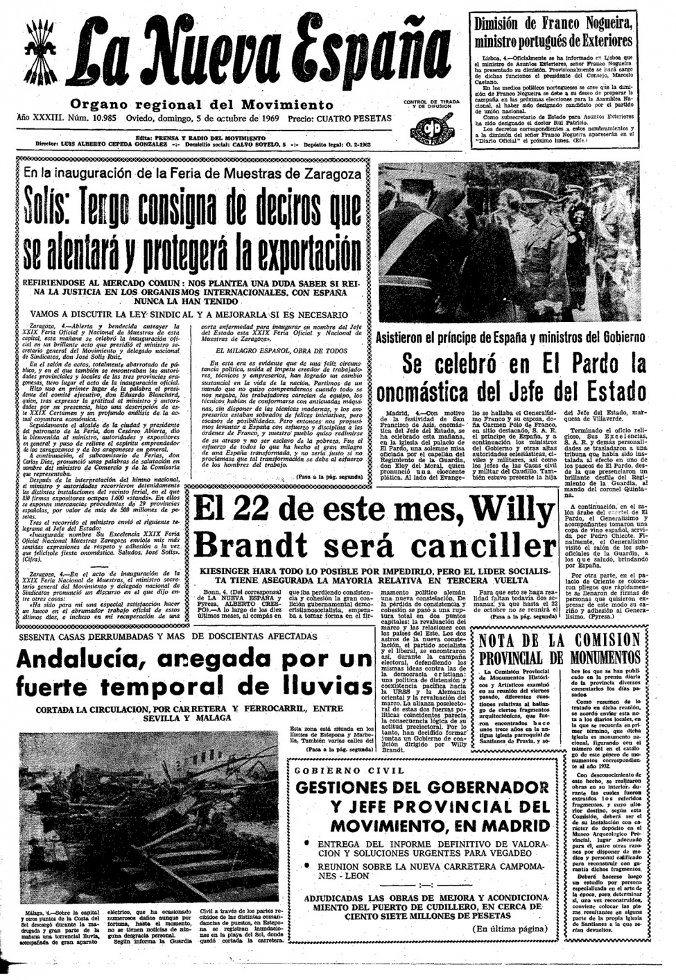 Portada del Domingo, 5 de Octubre de 1969