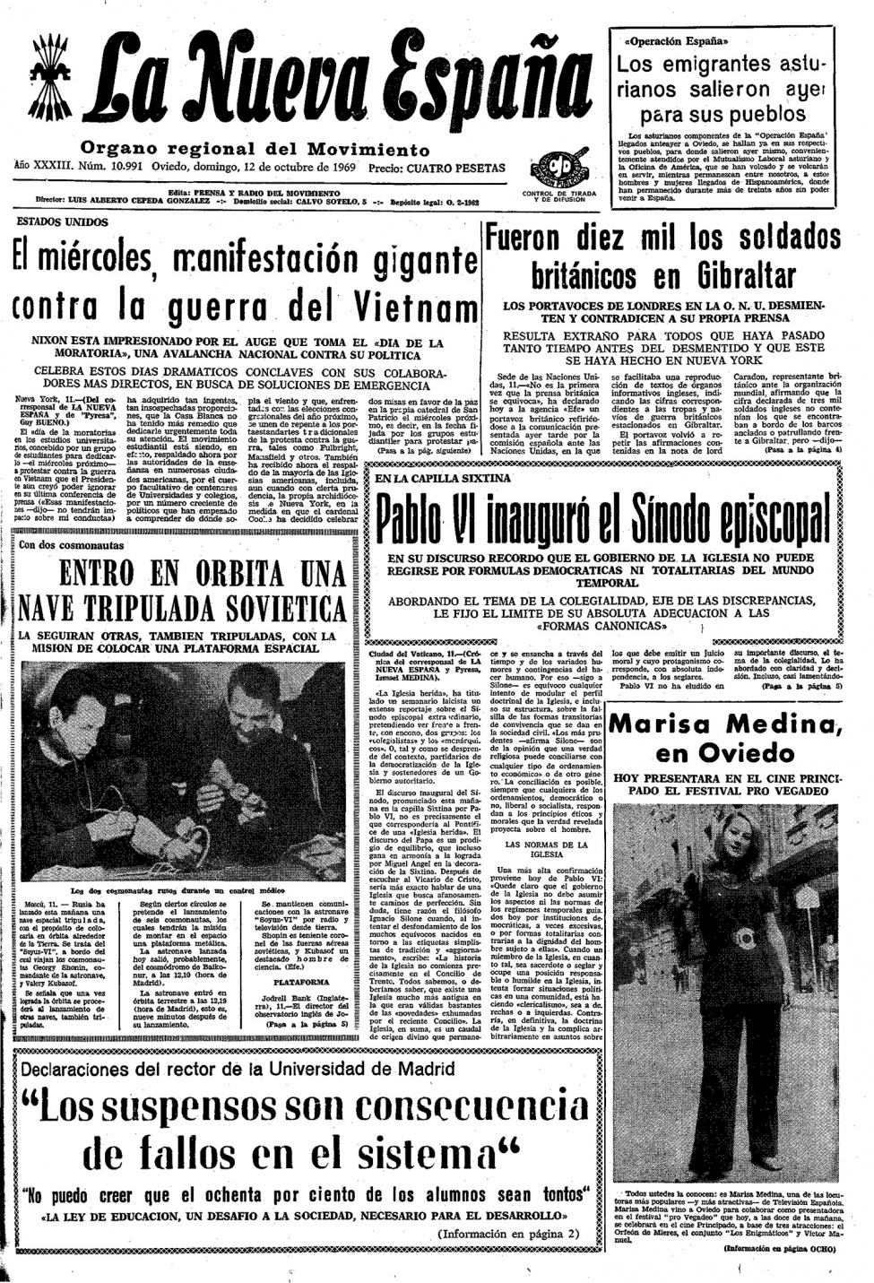 Portada del Domingo, 12 de Octubre de 1969