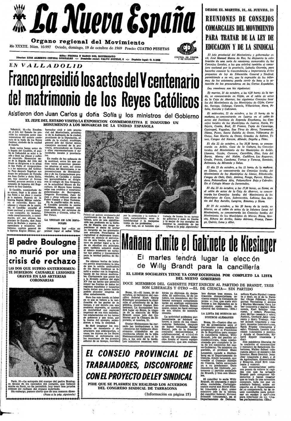 Portada del Domingo, 19 de Octubre de 1969