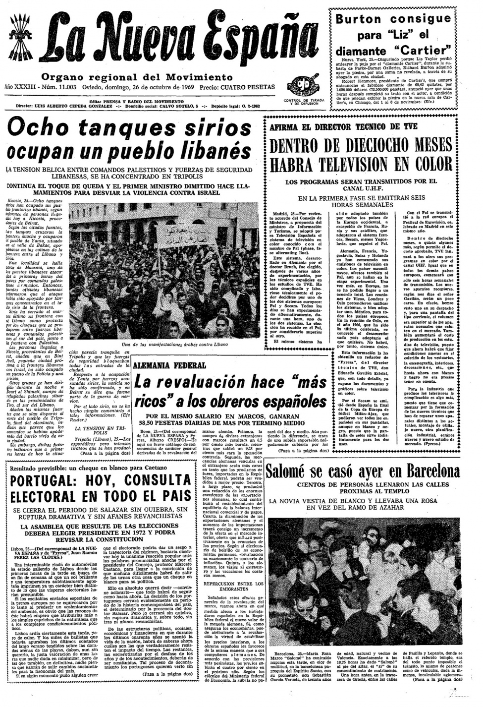 Portada del Domingo, 26 de Octubre de 1969