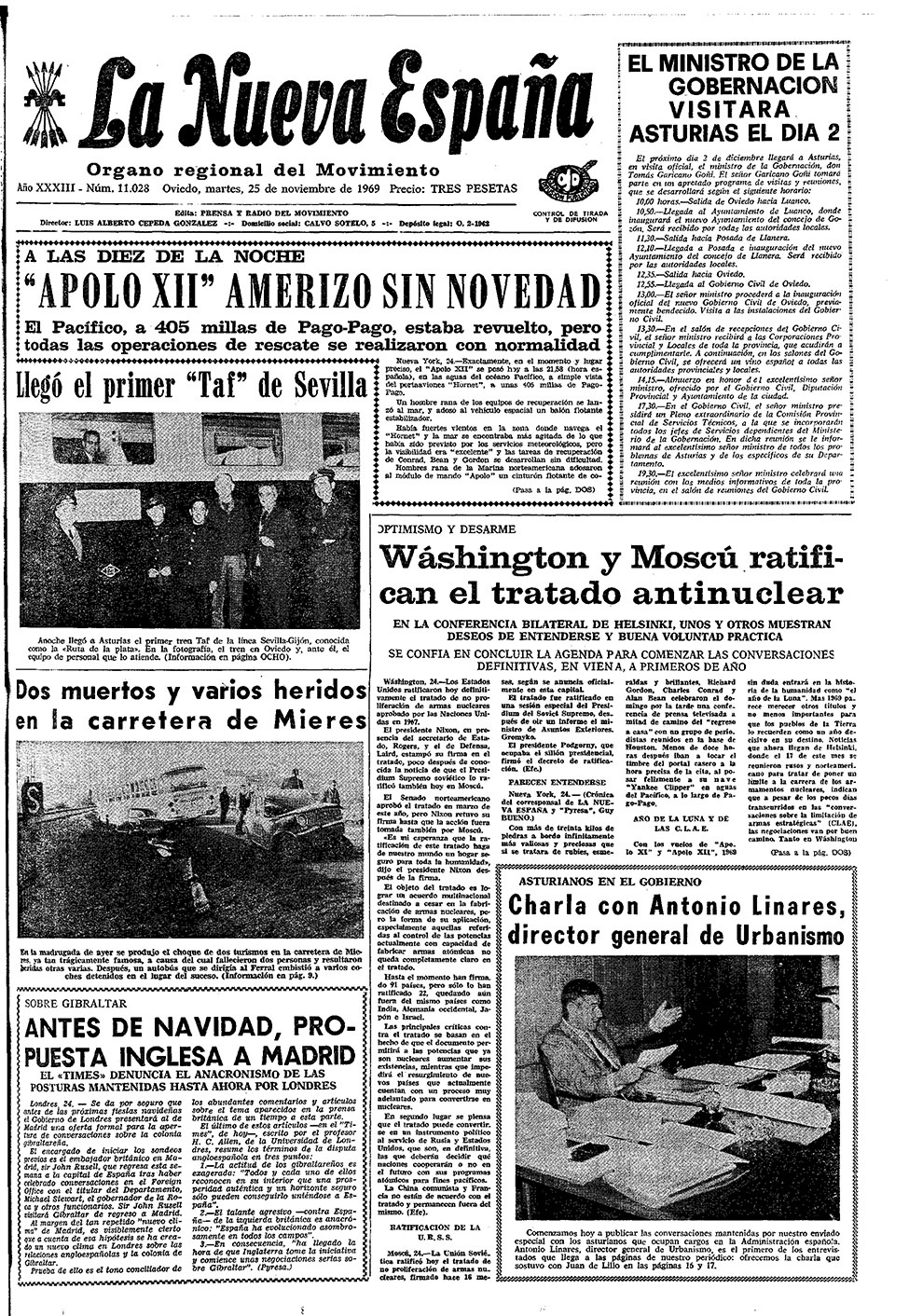 Portada del Martes, 25 de Noviembre de 1969