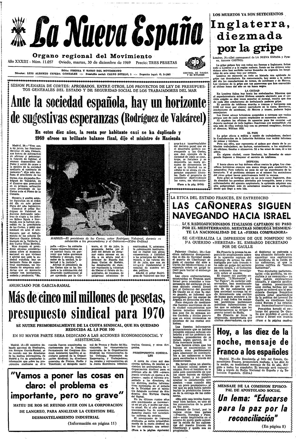 Portada del Martes, 30 de Diciembre de 1969