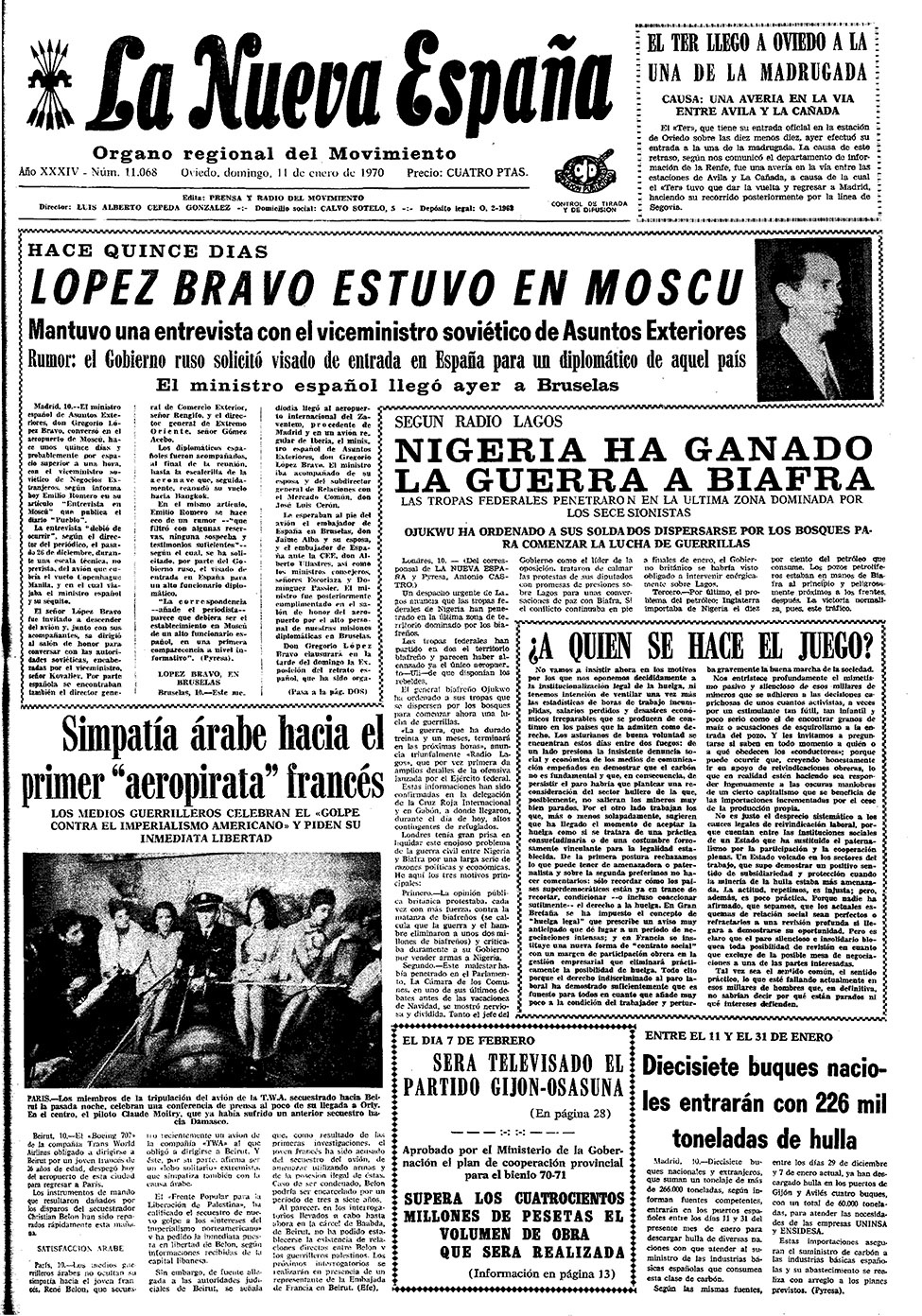 Portada del Domingo, 11 de Enero de 1970