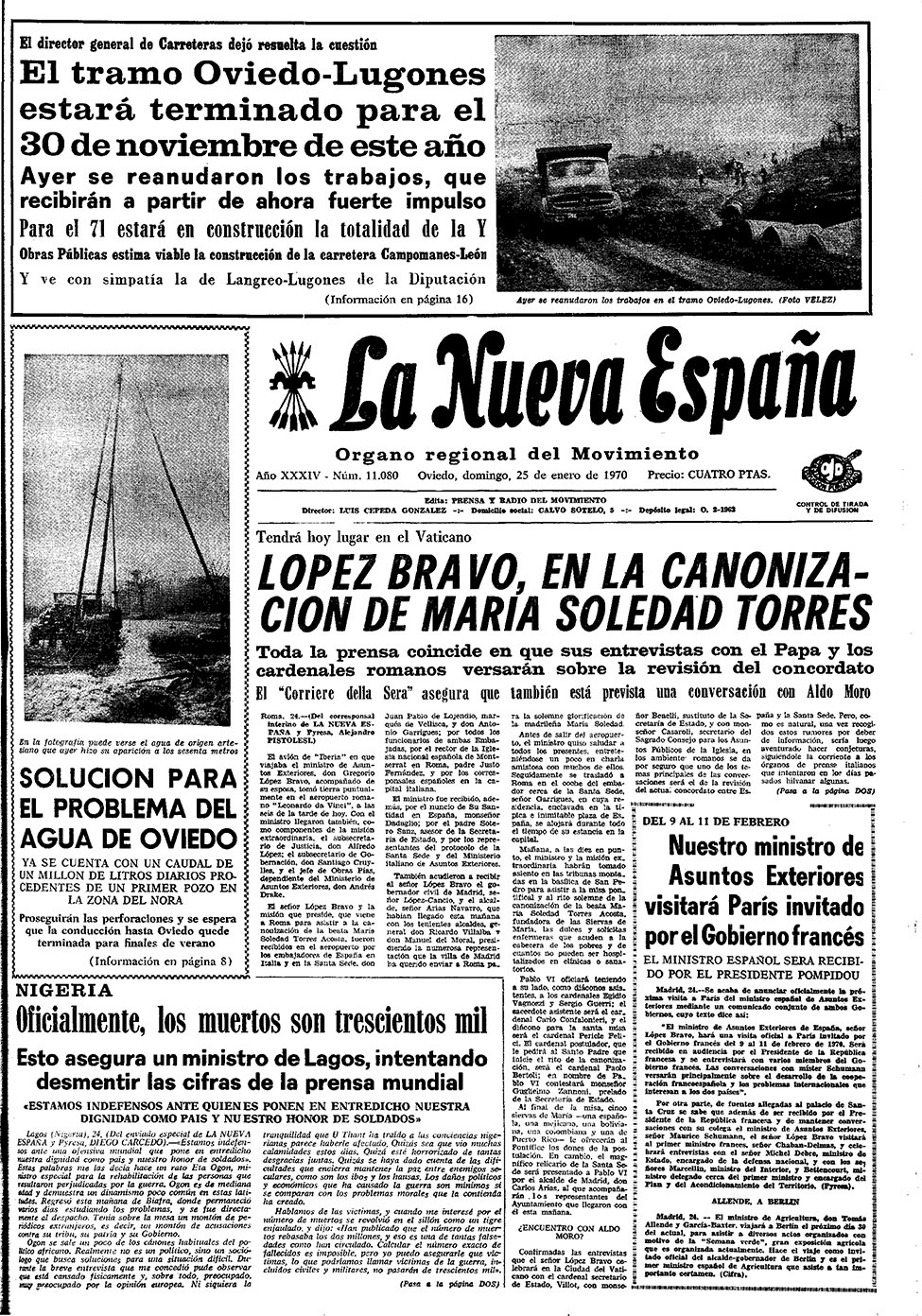 Portada del Domingo, 25 de Enero de 1970