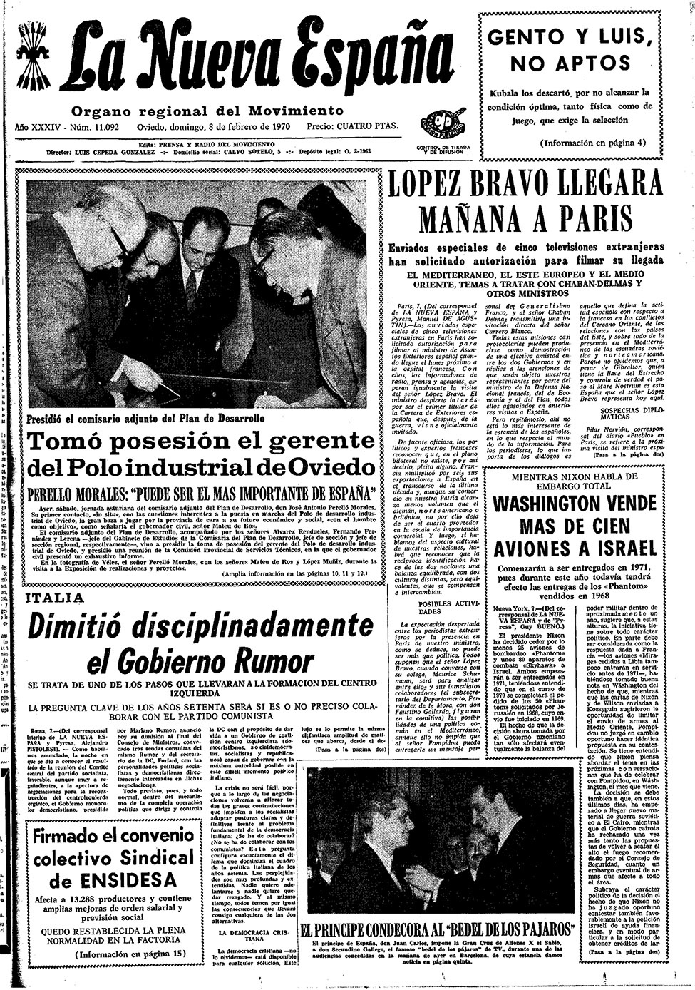 Portada del Domingo, 8 de Febrero de 1970