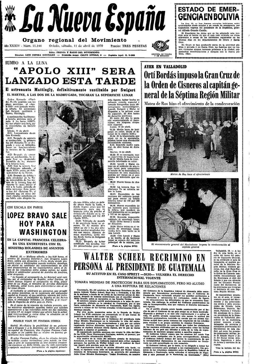 Portada del Sábado, 11 de Abril de 1970