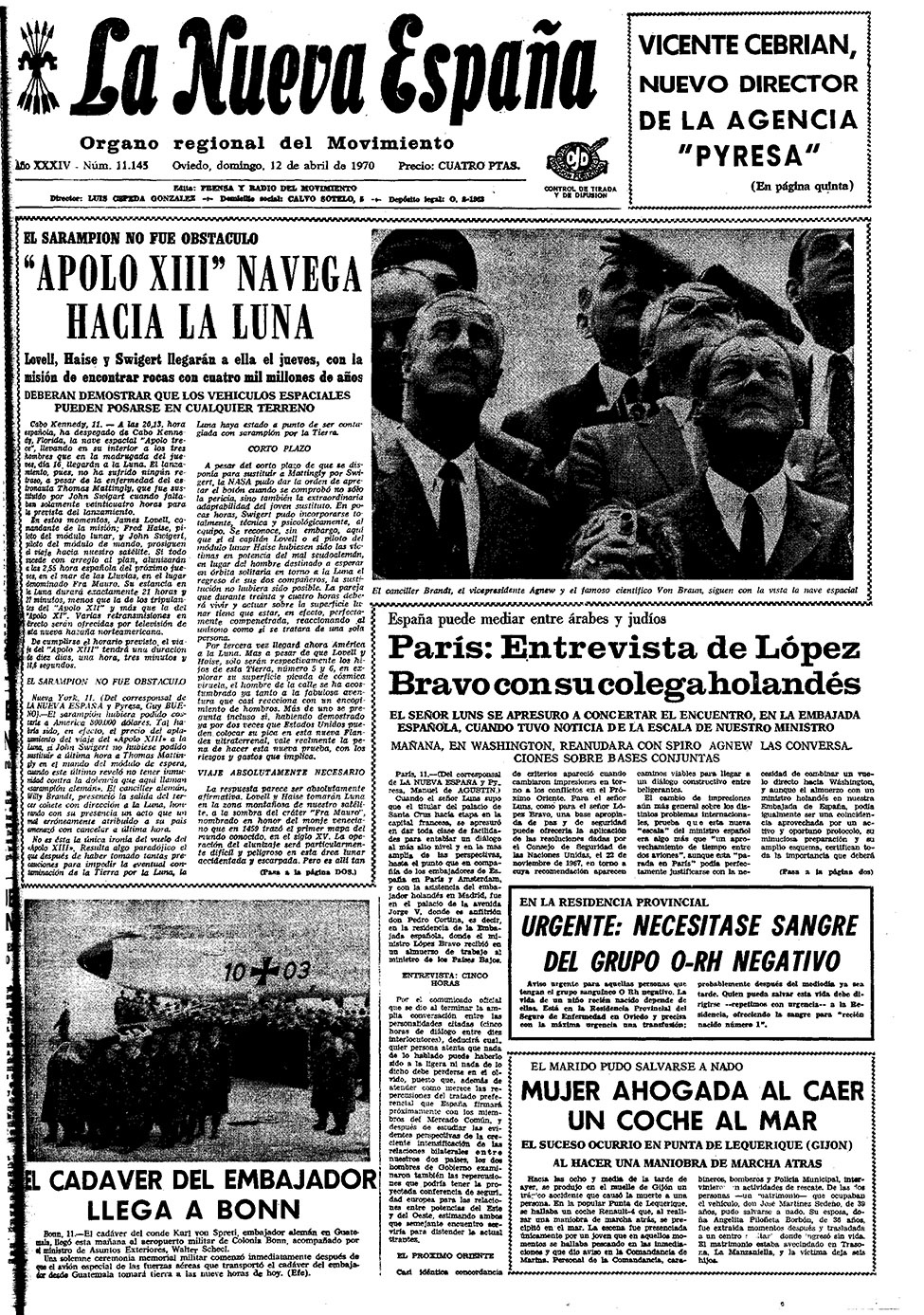 Portada del Domingo, 12 de Abril de 1970