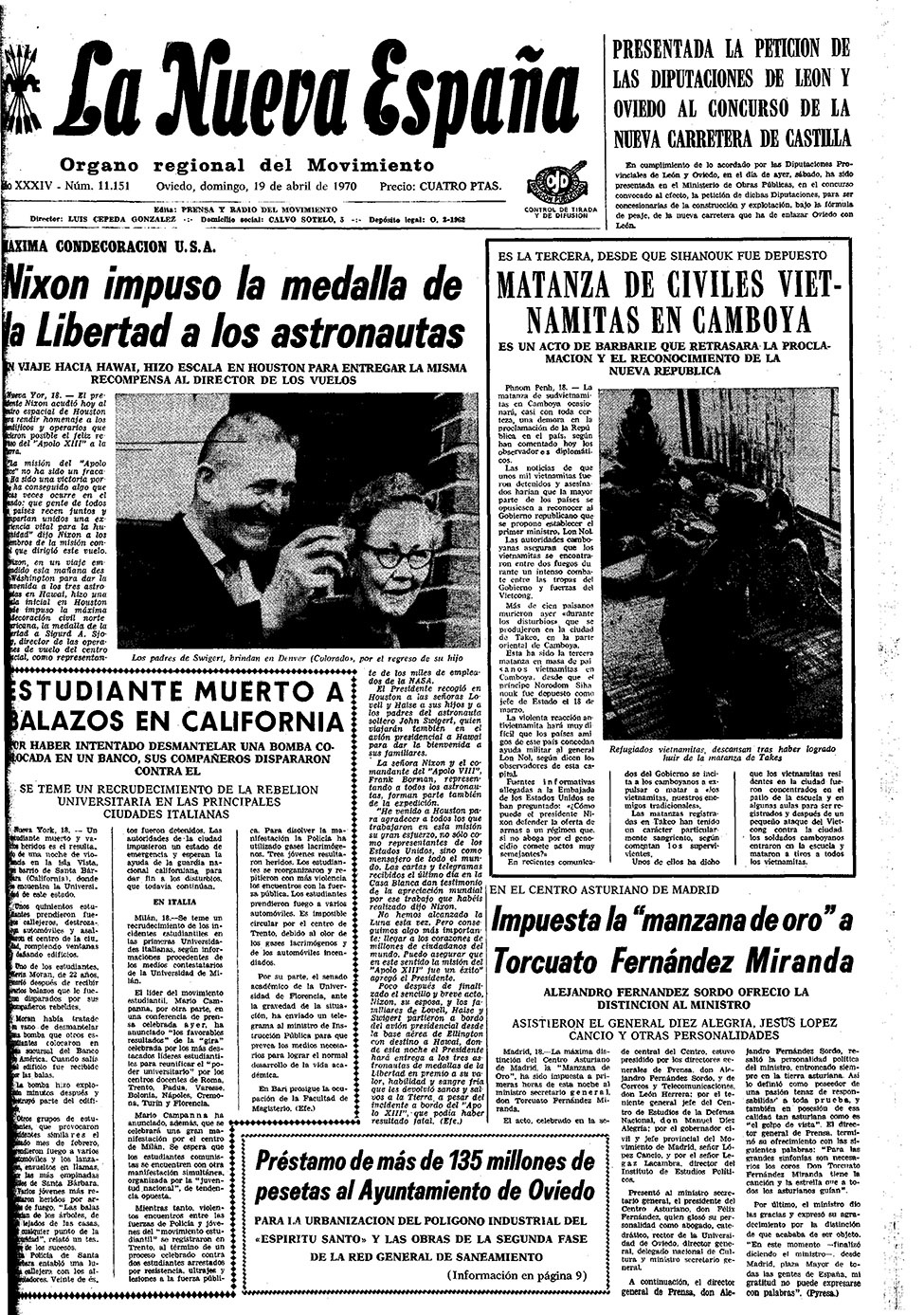 Portada del Domingo, 19 de Abril de 1970