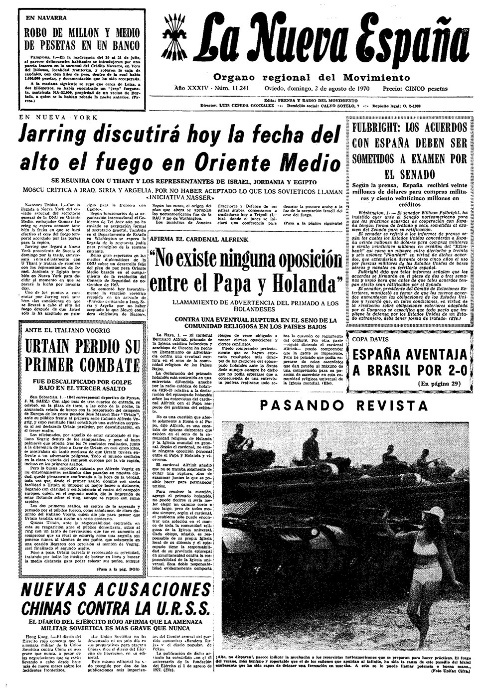 Portada del Domingo, 2 de Agosto de 1970