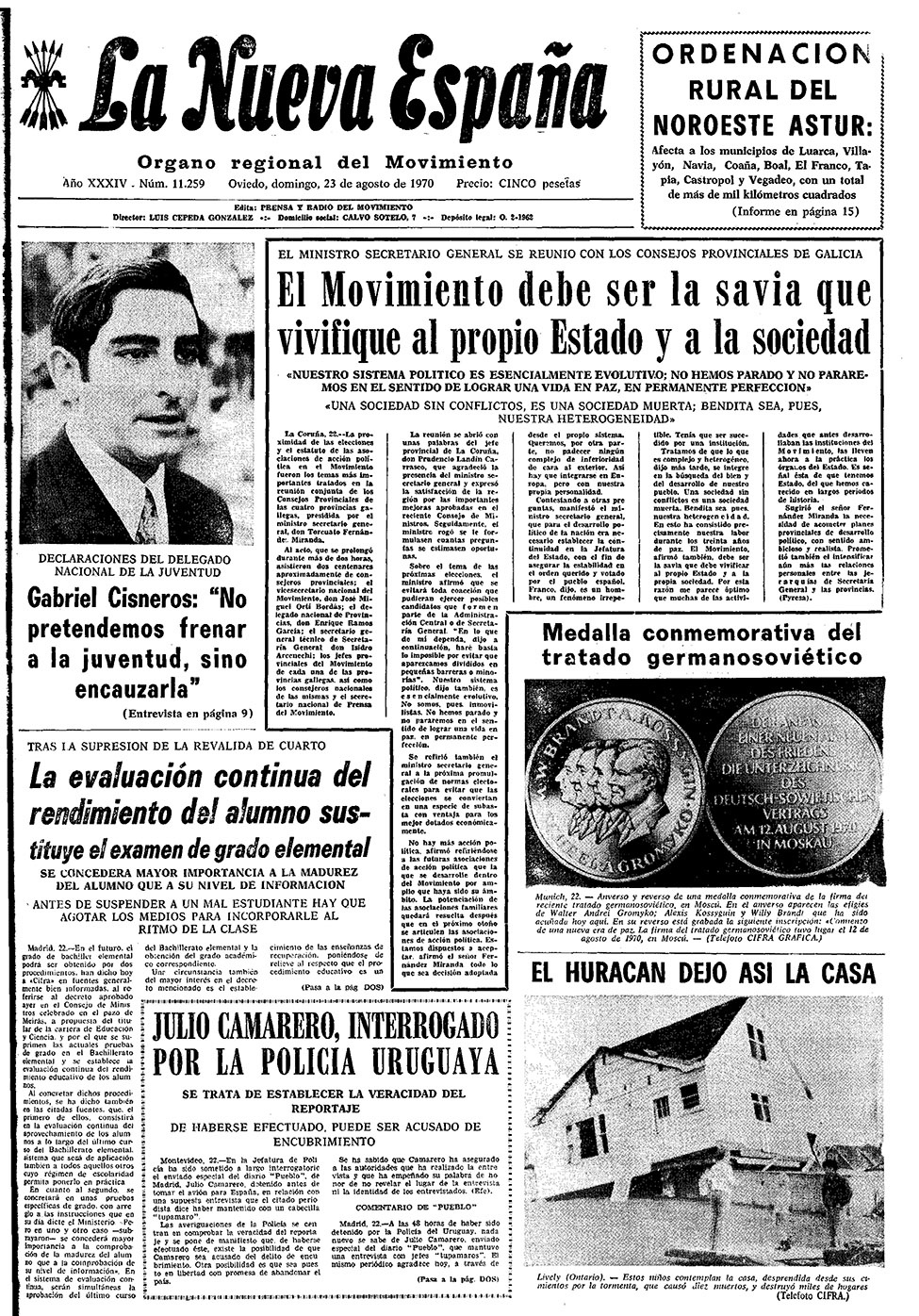 Portada del Domingo, 23 de Agosto de 1970