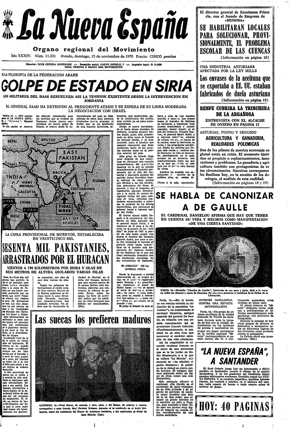 Portada del Domingo, 15 de Noviembre de 1970