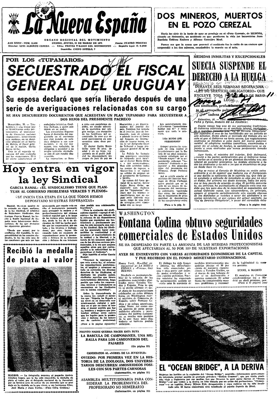 Portada del Jueves, 11 de Marzo de 1971