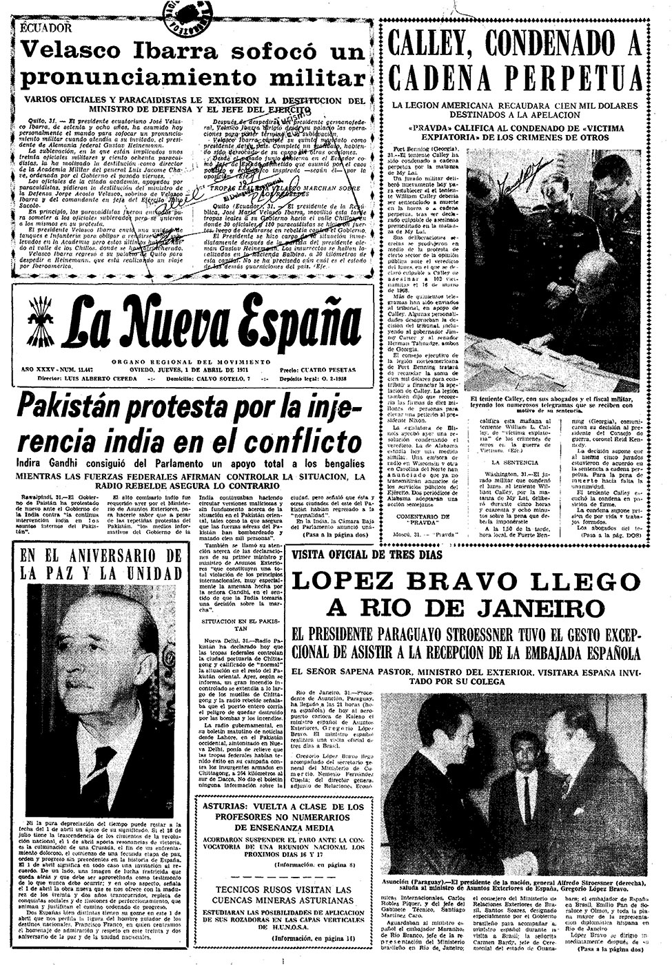 Portada del Jueves, 1 de Abril de 1971