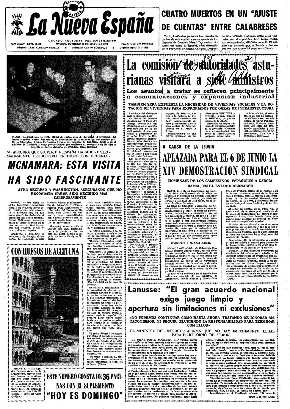 Portada del Domingo, 2 de Mayo de 1971