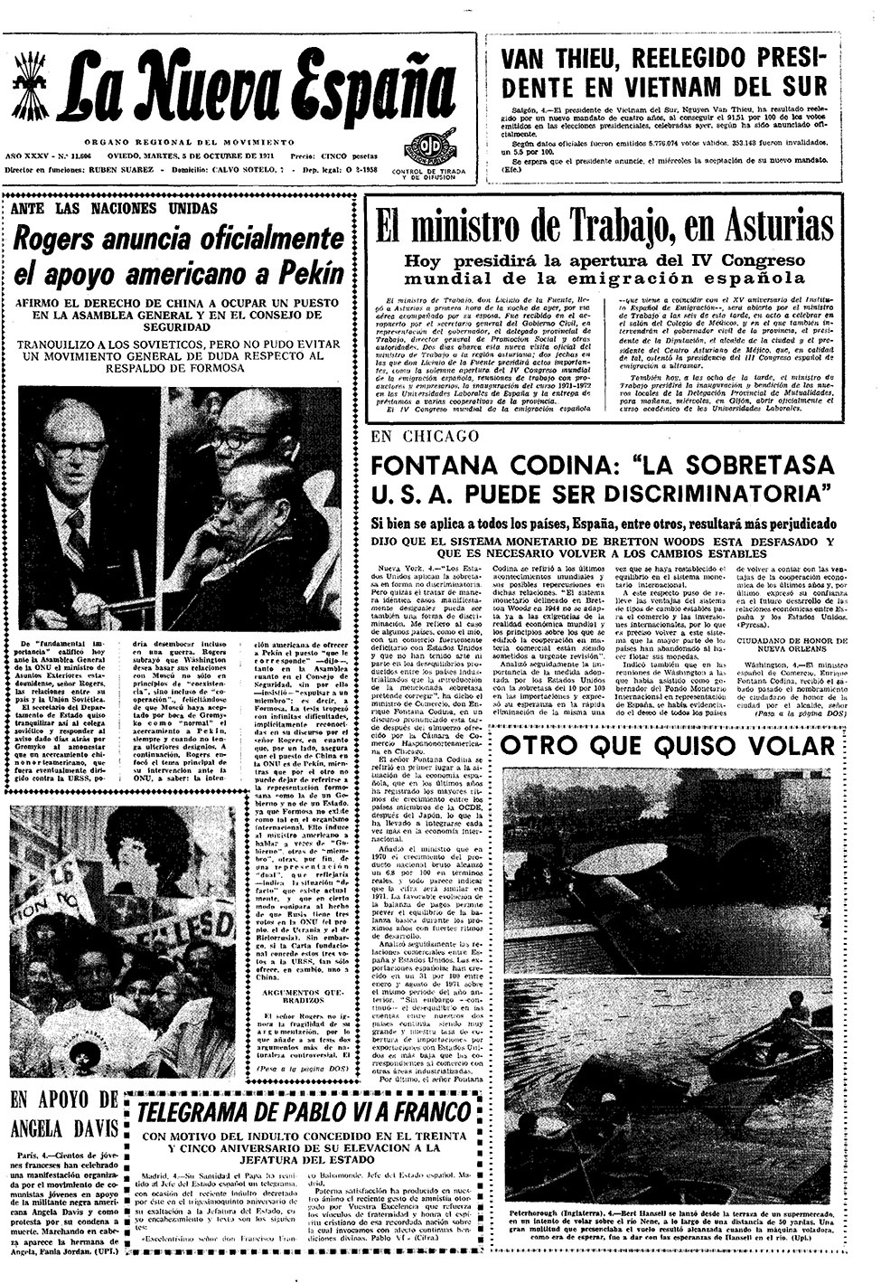 Portada del Martes, 5 de Octubre de 1971