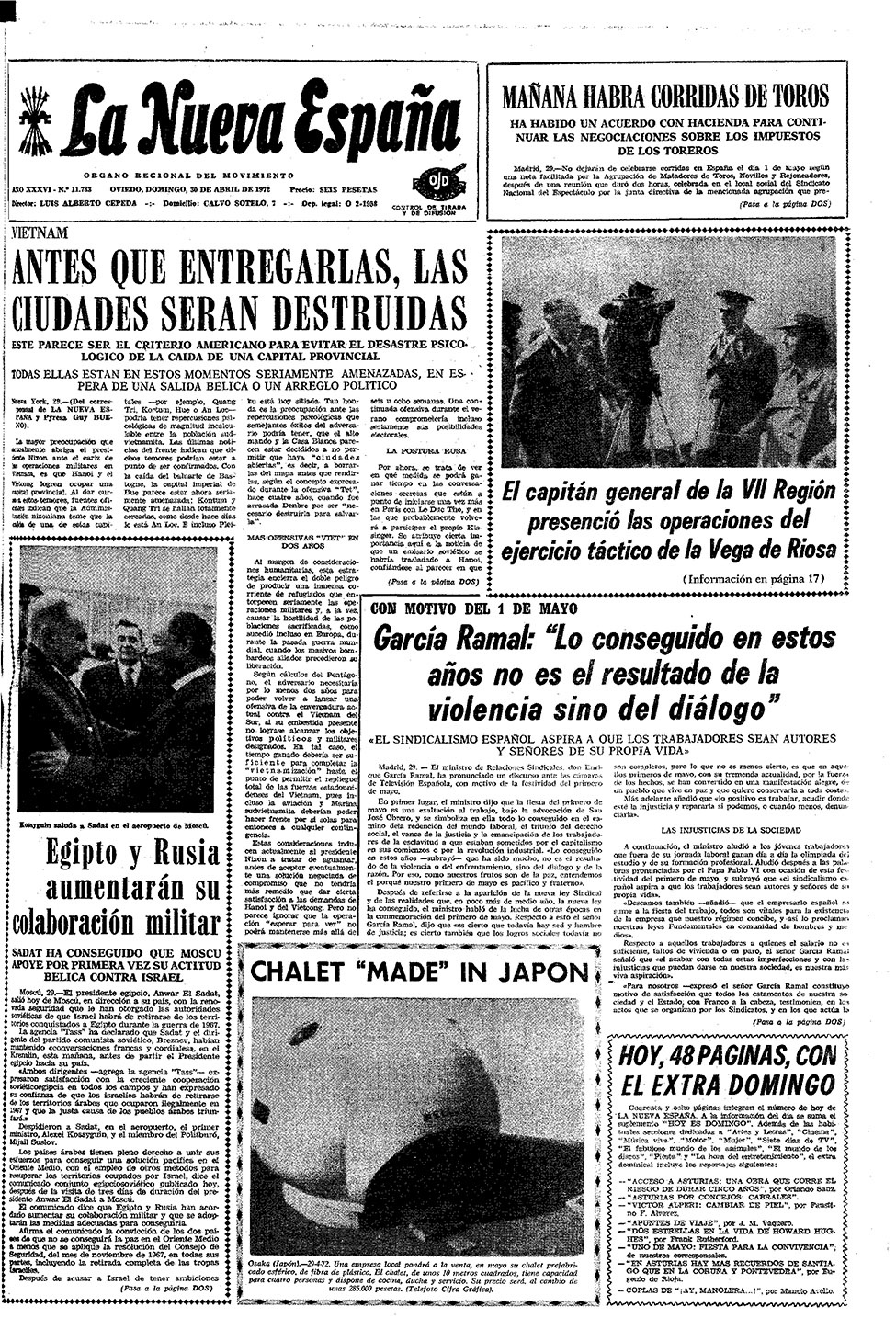 Portada del Domingo, 30 de Abril de 1972