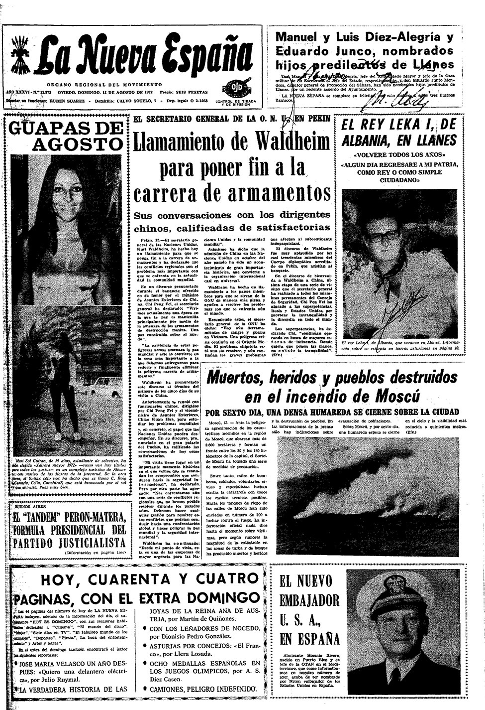 Portada del Domingo, 13 de Agosto de 1972